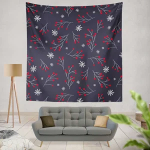 Winter Viburnum Pattern Wall Tapestry