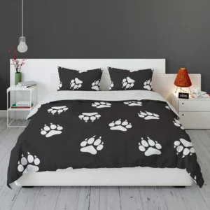 Wolf Footprint Black & White Bedding Set 1