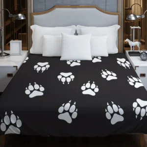 Wolf Footprint Black & White Duvet Cover