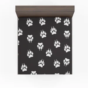 Wolf Footprint Black & White Fitted Sheet