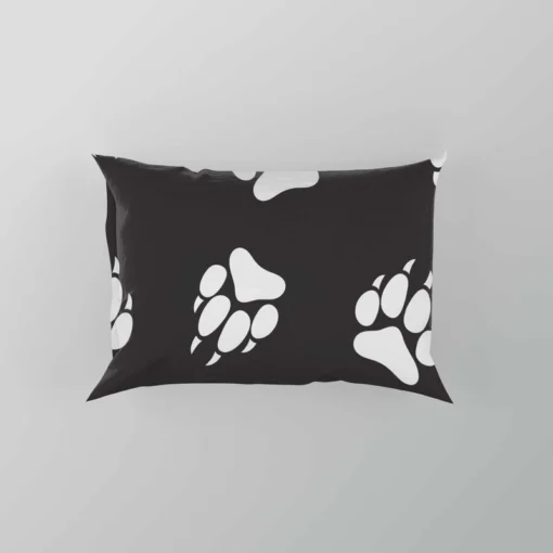 Wolf Footprint Black & White Pillow Case