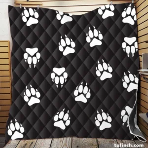 Wolf Footprint Black & White Quilt Blanket