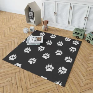 Wolf Footprint Black & White Rug 1