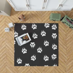 Wolf Footprint Black & White Rug