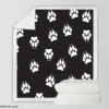 Wolf Footprint Black & White Sherpa Fleece Blanket