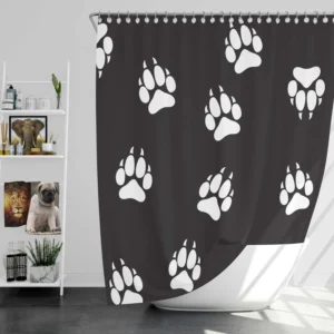 Wolf Footprint Black & White Shower Curtain