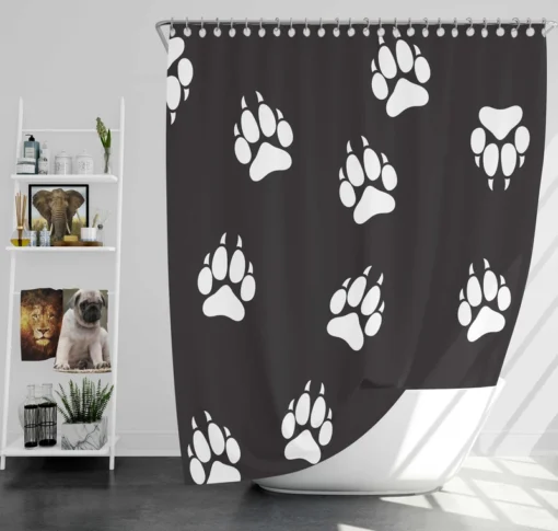 Wolf Footprint Black & White Shower Curtain