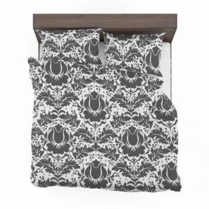 Wolf Grey Floral Damask Bedding Set 2