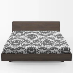 Wolf Grey Floral Damask Fitted Sheet 1