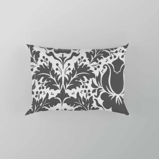 Wolf Grey Floral Damask Pillow Case