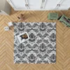 Wolf Grey Floral Damask Rug