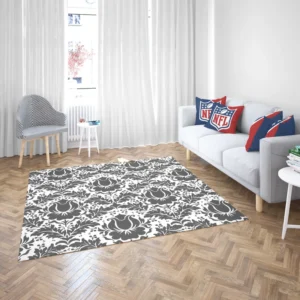 Wolf Grey Floral Damask Rug 2