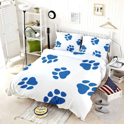 Wolf Paws Blue Prints Bedding Set