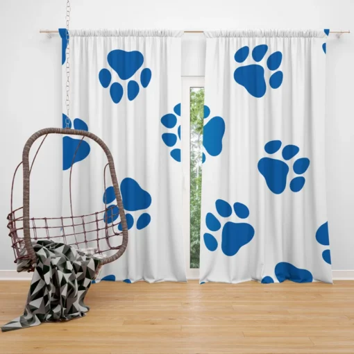 Wolf Paws Blue Prints Curtain