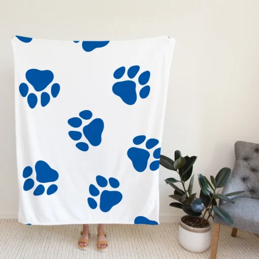 Wolf Paws Blue Prints Fleece Blanket