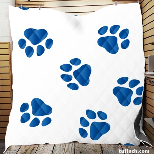 Wolf Paws Blue Prints Quilt Blanket