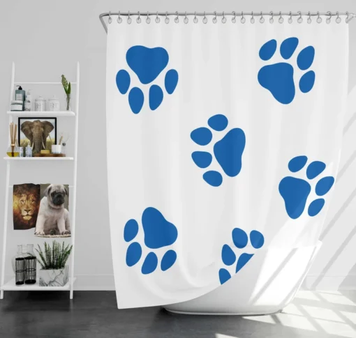 Wolf Paws Blue Prints Shower Curtain