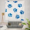 Wolf Paws Blue Prints Wall Tapestry