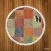 Wooden Abstract Pattern Round Beach Towel