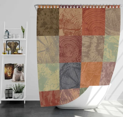 Wooden Abstract Pattern Shower Curtain