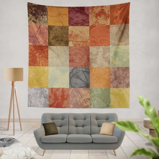 Wooden Abstract Pattern Wall Tapestry