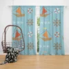 Wooden Sailboat Wheel Lifebuoy Pattern Curtain