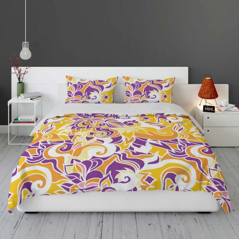 Yellow And Purple Abstract Bedding Set 1