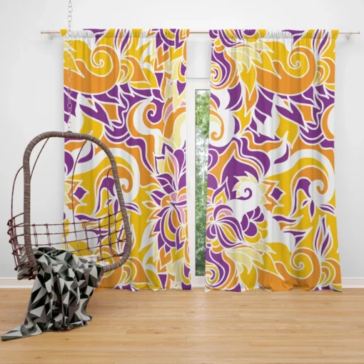 Yellow And Purple Abstract Curtain