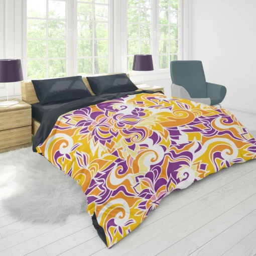 Yellow And Purple Abstract Duvet Cover 1