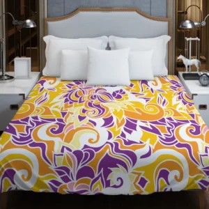 Yellow And Purple Abstract Duvet Cover