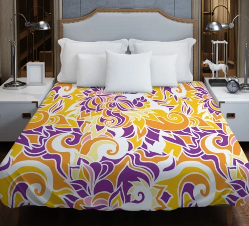 Yellow And Purple Abstract Duvet Cover