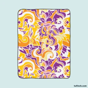 Yellow And Purple Abstract Fleece Blanket 1