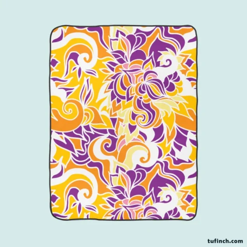 Yellow And Purple Abstract Fleece Blanket 1