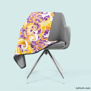 Yellow And Purple Abstract Fleece Blanket 2