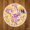 Yellow And Purple Abstract Round Beach Towel