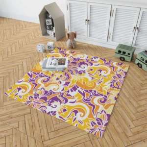 Yellow And Purple Abstract Rug 1