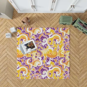 Yellow And Purple Abstract Rug