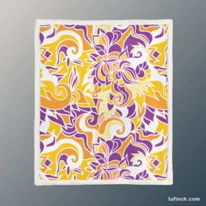 Yellow And Purple Abstract Sherpa Fleece Blanket 1