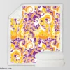 Yellow And Purple Abstract Sherpa Fleece Blanket