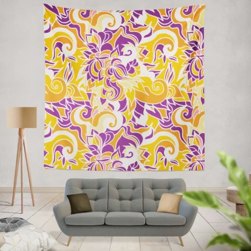 Yellow And Purple Abstract Wall Tapestry