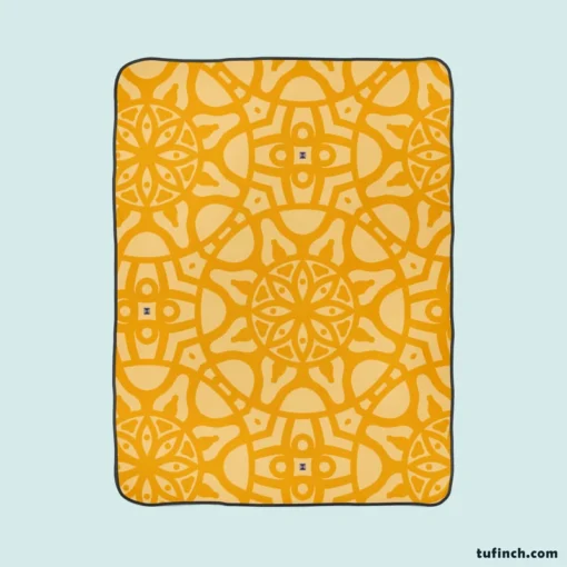 Yellow Arabesque Cultural Design Fleece Blanket 1