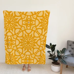 Yellow Arabesque Cultural Design Fleece Blanket