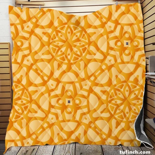 Yellow Arabesque Cultural Design Quilt Blanket