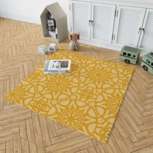 Yellow Arabesque Cultural Design Rug 1