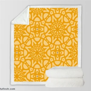 Yellow Arabesque Cultural Design Sherpa Fleece Blanket