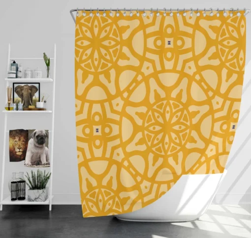 Yellow Arabesque Cultural Design Shower Curtain