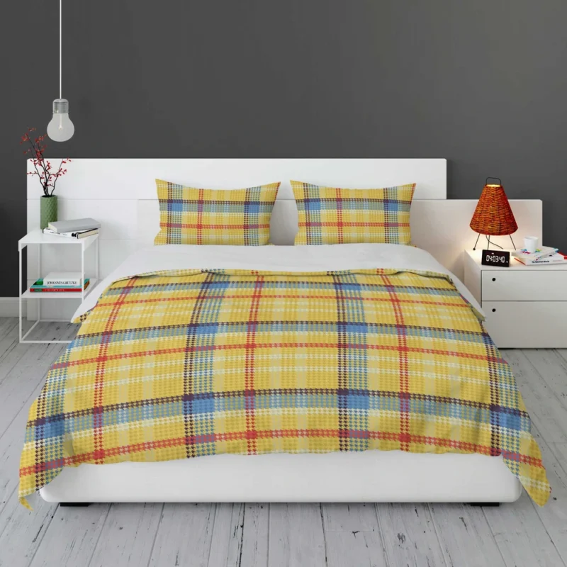 Yellow Blue Tartan Pattern Checkered Bedding Set 1