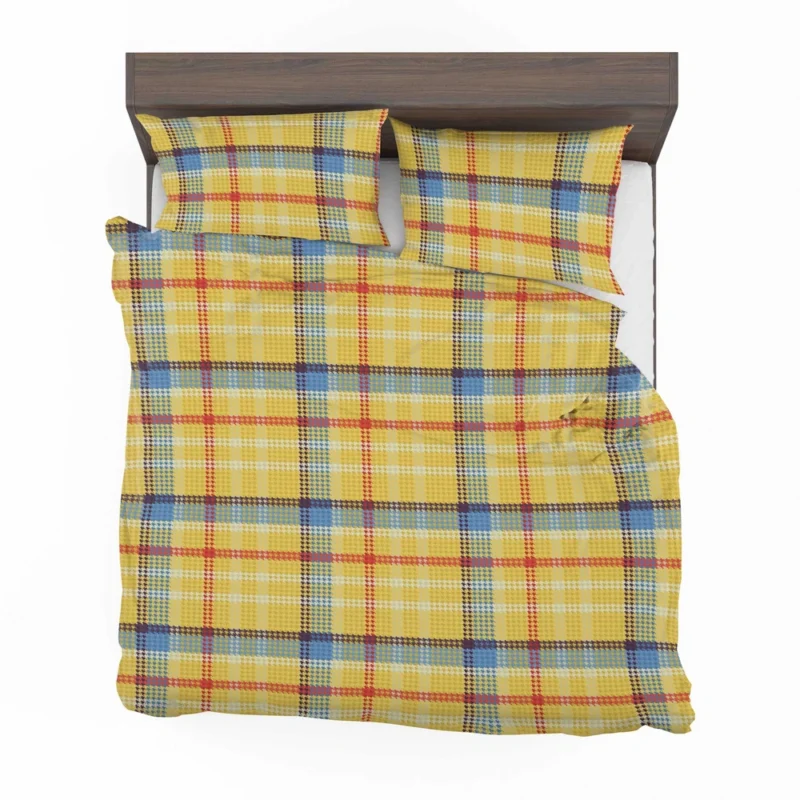 Yellow Blue Tartan Pattern Checkered Bedding Set 2