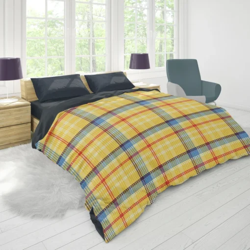 Yellow Blue Tartan Pattern Checkered Duvet Cover 1