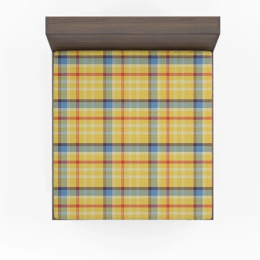 Yellow Blue Tartan Pattern Checkered Fitted Sheet